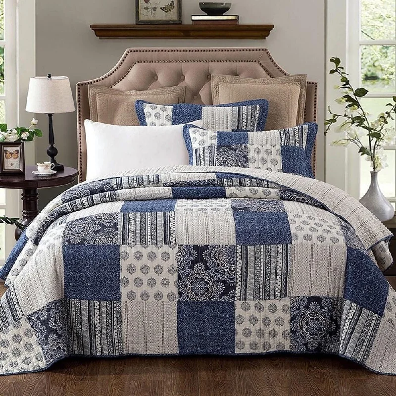 Bamboo fiber blankets with natural antibacterial propertiesKing Bohemian Denim Farmhouse Patchwork Floral Bedspread Set Blue Bamboo fiber blankets with natural antibacterial propertiesKing Bohemian Denim Farmhouse Patchwork Floral Bedspread Set Blue