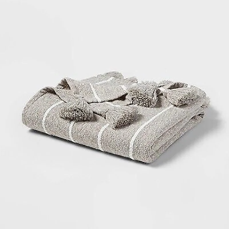 King - size blankets to cover large beds comfortably80" x 60" Throw Tasseled Boucle Bed Stripe Gray King - size blankets to cover large beds comfortably80" x 60" Throw Tasseled Boucle Bed Stripe Gray