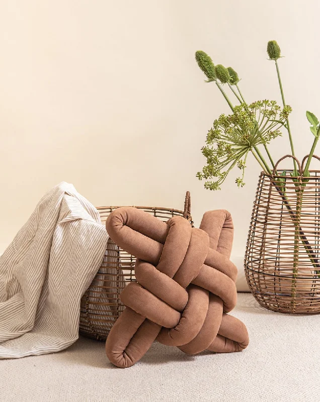 Soft and Fluffy Pillows for Bedroom ComfortDown Alternative Pillows for Ethical ChoicesChocolate Brown Vegan Suede Knot Pillow Soft and Fluffy Pillows for Bedroom ComfortDown Alternative Pillows for Ethical ChoicesChocolate Brown Vegan Suede Knot Pillow