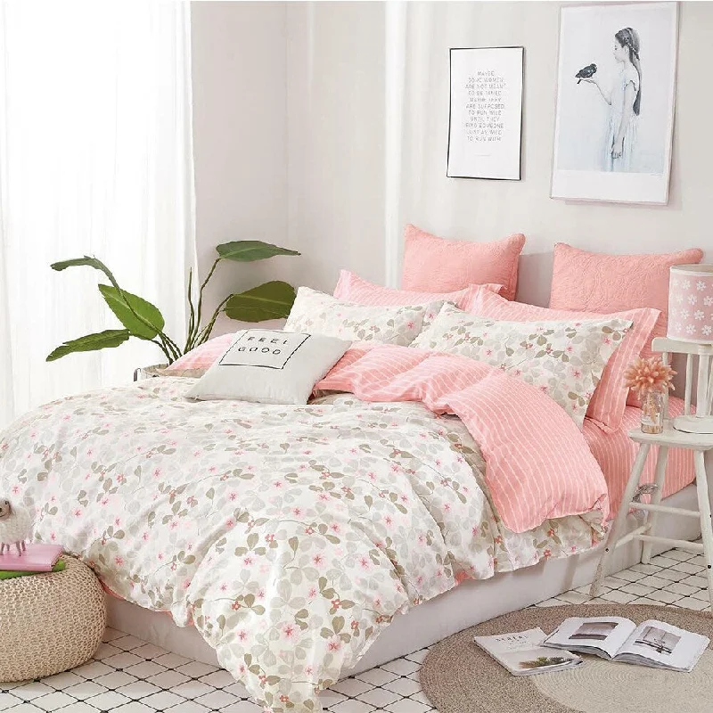 Rayon from bamboo blankets for a silky and breathable feel5pc Queen Bedding Set Duvet Cover Pink Blossom Rayon from bamboo blankets for a silky and breathable feel5pc Queen Bedding Set Duvet Cover Pink Blossom