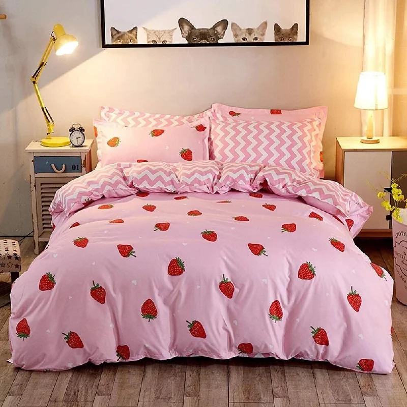 Recycled polyester blankets for an eco - conscious optionFull Size Strawberry Kawaii Room Decor Bedding Sets Pink Recycled polyester blankets for an eco - conscious optionFull Size Strawberry Kawaii Room Decor Bedding Sets Pink