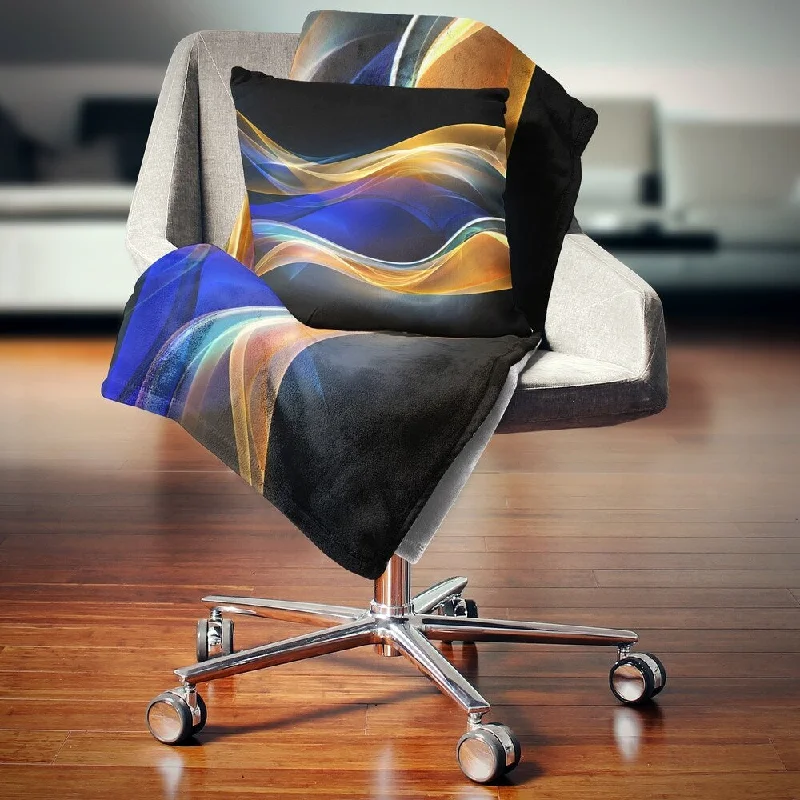 Alpaca wool blankets for a hypoallergenic and warm optionDesignart '3D Gold Blue Wave Design' Abstract Throw Blanket Alpaca wool blankets for a hypoallergenic and warm optionDesignart '3D Gold Blue Wave Design' Abstract Throw Blanket