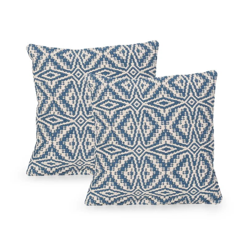 Kids Pillows with Fun DesignsRound Pillows for Boho-Style InteriorsEllen Boho Cotton Pillow Cover (Set of 2), Blue and White Kids Pillows with Fun DesignsRound Pillows for Boho-Style InteriorsEllen Boho Cotton Pillow Cover (Set of 2), Blue and White