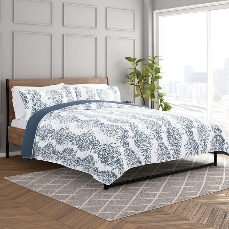 Fleece blankets for a cozy and plush texture3pc King/Cal King Quilted Coverlet Set Reversible Damask Dusk Blue Fleece blankets for a cozy and plush texture3pc King/Cal King Quilted Coverlet Set Reversible Damask Dusk Blue