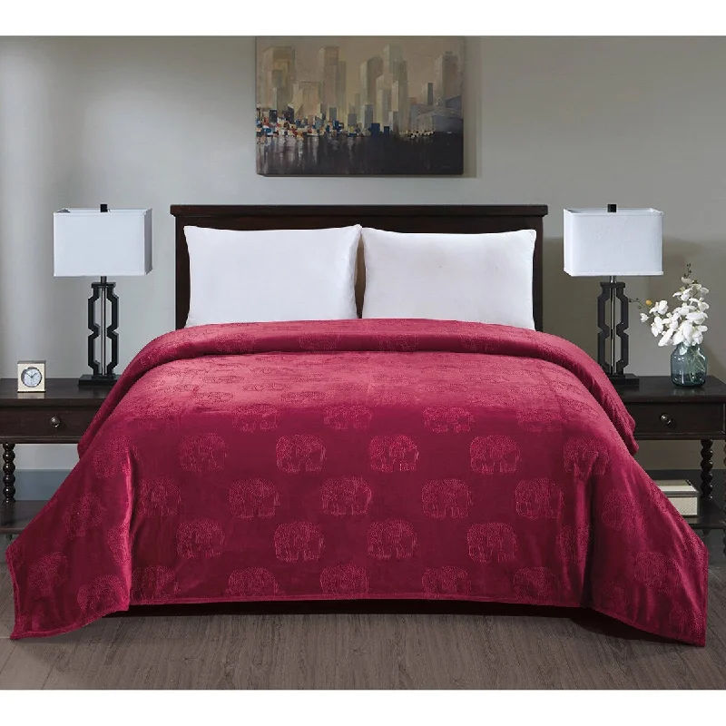 Wool blankets with natural warmth and insulationElephant Embossed Blanket King Burgundy Wool blankets with natural warmth and insulationElephant Embossed Blanket King Burgundy