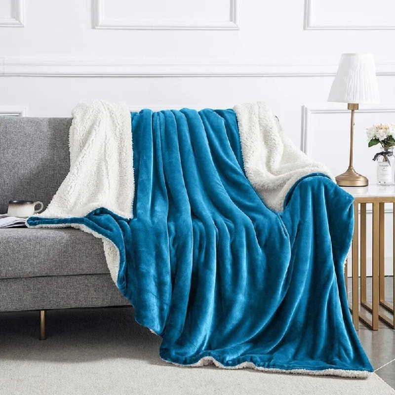 Cotton blankets for breathability and a lightweight feel50" x 60" 400 Gsm Throws Sherpa Fleece Blanket Reversible Teal Cotton blankets for breathability and a lightweight feel50" x 60" 400 Gsm Throws Sherpa Fleece Blanket Reversible Teal