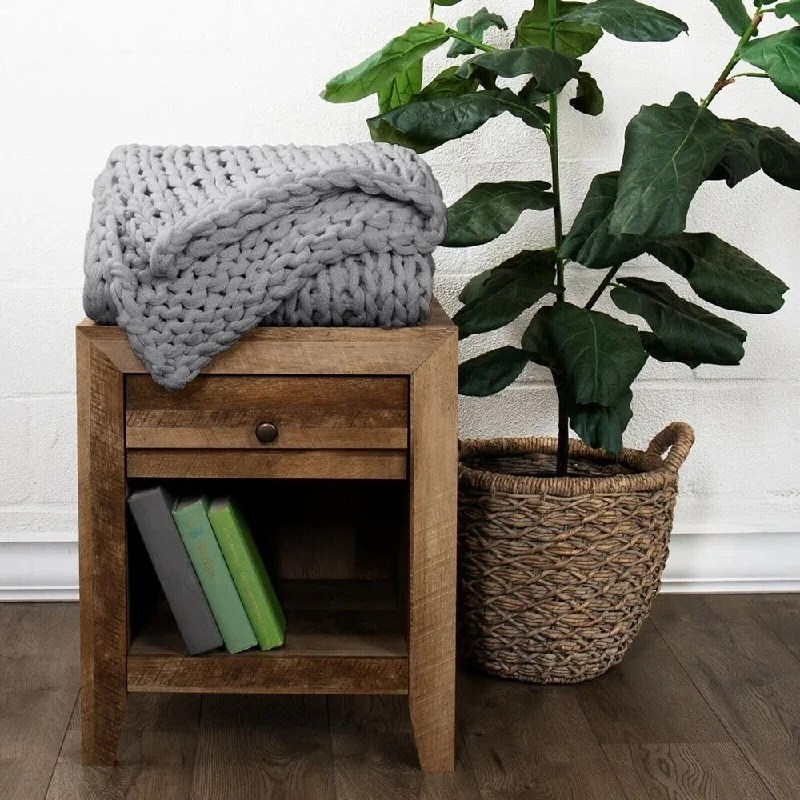 Queen - size blankets for standard - sized beds47" x 59" Throw Chunky Knit All Season Handmade Grey