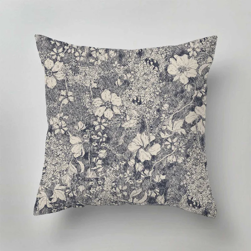 Feather Pillows for a Luxurious SleepCotton Pillows for Natural ComfortIndoor Pillow - Amelia Flower Navy Feather Pillows for a Luxurious SleepCotton Pillows for Natural ComfortIndoor Pillow - Amelia Flower Navy