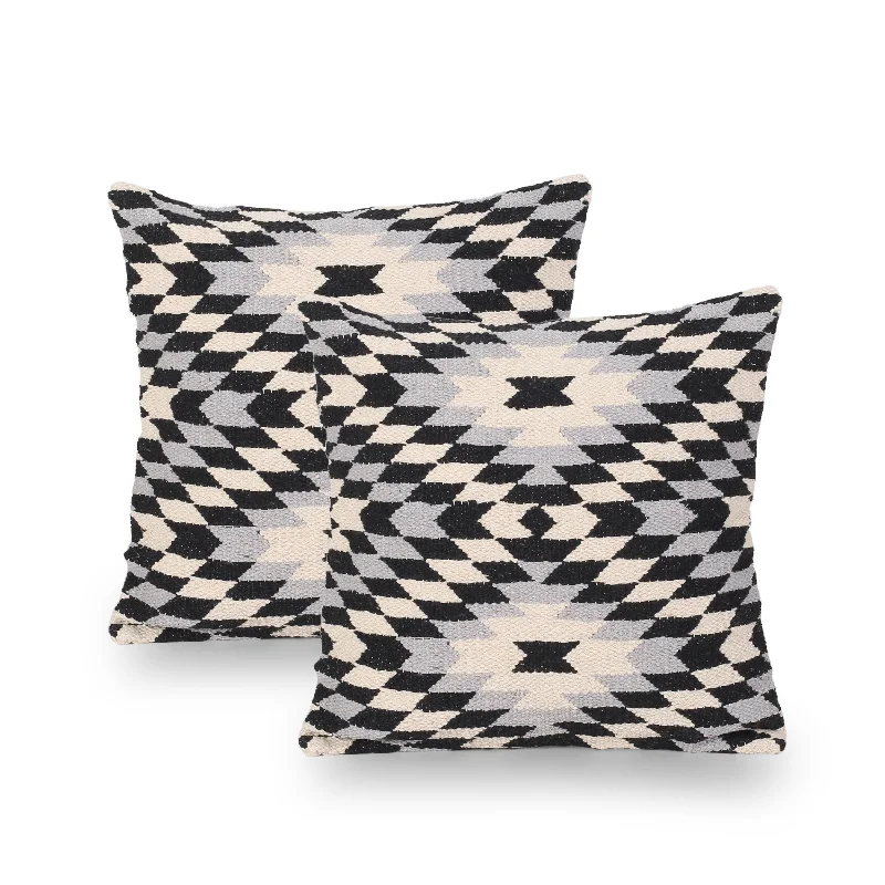 Round Pillows for Boho-Style InteriorsDown Alternative Pillows for Ethical ChoicesEstelle Boho Cotton Pillow Cover (Set of 2), Black and White Round Pillows for Boho-Style InteriorsDown Alternative Pillows for Ethical ChoicesEstelle Boho Cotton Pillow Cover (Set of 2), Black and White