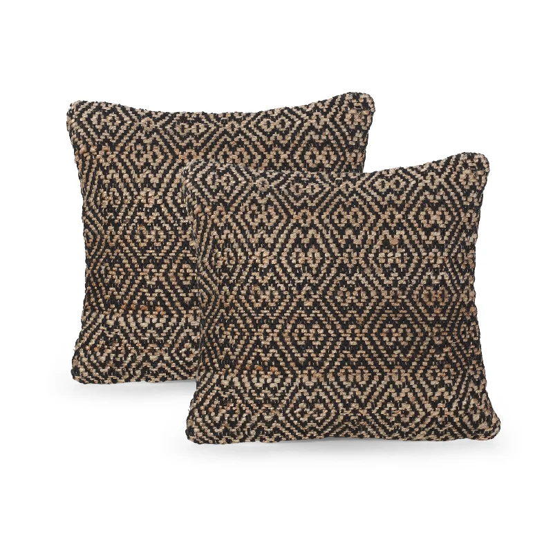 Bolster Pillows for Sofa DecorationFeather Pillows for a Luxurious SleepElaine Boho Jute and Cotton Throw Pillow (Set of 2), Black Bolster Pillows for Sofa DecorationFeather Pillows for a Luxurious SleepElaine Boho Jute and Cotton Throw Pillow (Set of 2), Black