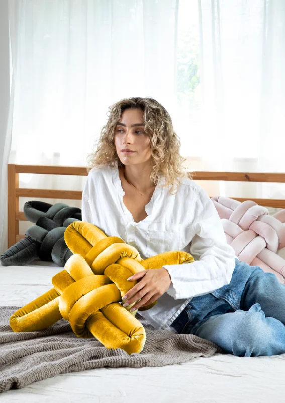 Soft and Fluffy Pillows for Bedroom ComfortSquare Pillows for Modern Home Decorsunlight yellow Velvet Knot Pillow Soft and Fluffy Pillows for Bedroom ComfortSquare Pillows for Modern Home Decorsunlight yellow Velvet Knot Pillow