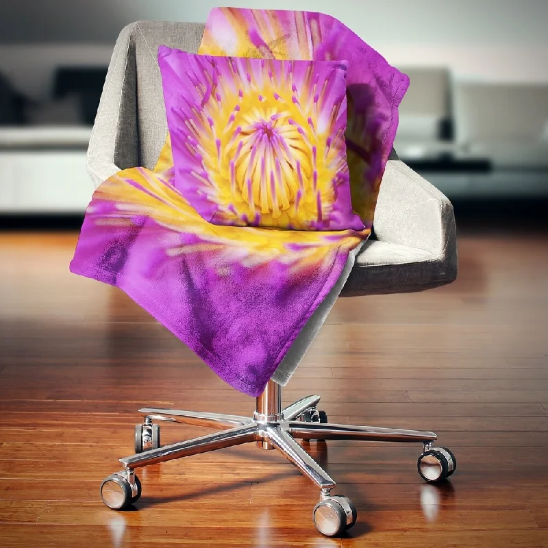 Mohair blankets with a unique sheen and softnessDesignart 'Pink Yellow Abstract Lotus Flower' Flowers Throw Blanketwork Mohair blankets with a unique sheen and softnessDesignart 'Pink Yellow Abstract Lotus Flower' Flowers Throw Blanketwork