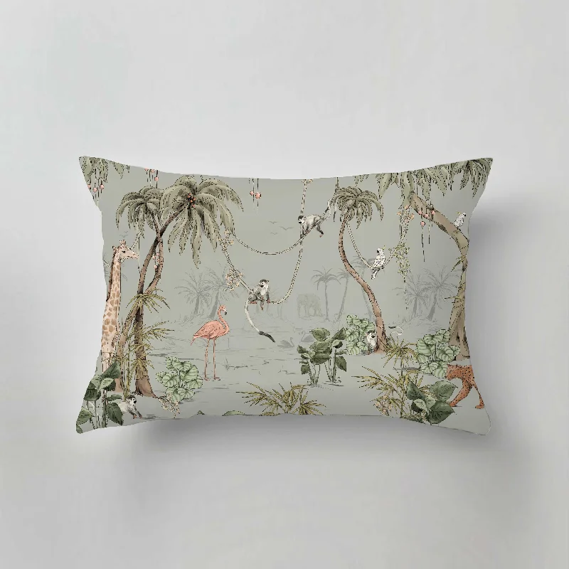 Lumbar Support Pillows for Car SeatsKids Pillows with Fun DesignsOutdoor Pillow - JUNGLE JAZZ dusty mint Lumbar Support Pillows for Car SeatsKids Pillows with Fun DesignsOutdoor Pillow - JUNGLE JAZZ dusty mint