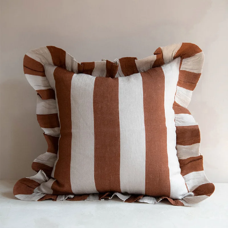 Decorative Pillows for Living Room MakeoverPlush Pillows for a Cozy BedLinen Pillow Cover - Cinnamon Stripe Decorative Pillows for Living Room MakeoverPlush Pillows for a Cozy BedLinen Pillow Cover - Cinnamon Stripe