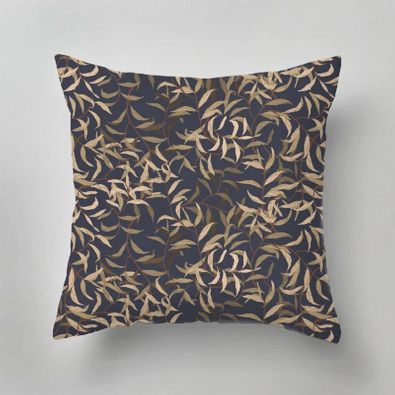 Soft and Fluffy Pillows for Bedroom ComfortTravel Pillows for Long JourneysIndoor Pillow - Lola Leaves navy
