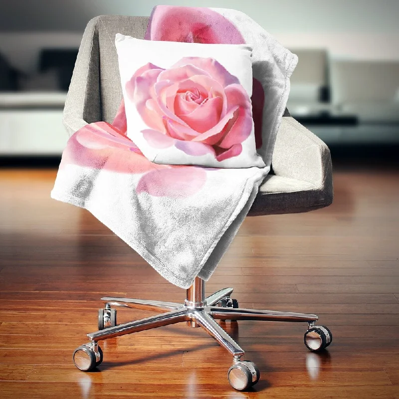 King - size blankets to cover large beds comfortablyDesignart 'Pink Rose Sketch on White Background' Flowers Throw Blanketwork King - size blankets to cover large beds comfortablyDesignart 'Pink Rose Sketch on White Background' Flowers Throw Blanketwork