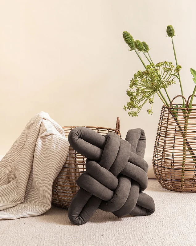 Down Alternative Pillows for Ethical ChoicesBack Support Pillows for Office ChairsGraphite Vegan Suede Knot Pillow Down Alternative Pillows for Ethical ChoicesBack Support Pillows for Office ChairsGraphite Vegan Suede Knot Pillow