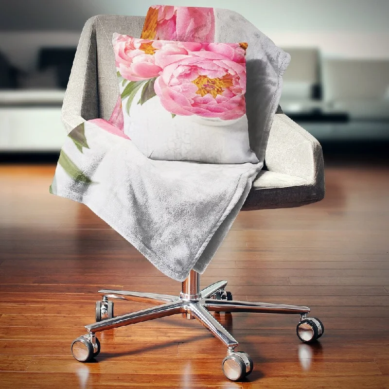 King - size blankets to cover large beds comfortablyDesignart 'Full Bloom Pink Peony Flowers' Floral Throw Blanket King - size blankets to cover large beds comfortablyDesignart 'Full Bloom Pink Peony Flowers' Floral Throw Blanket
