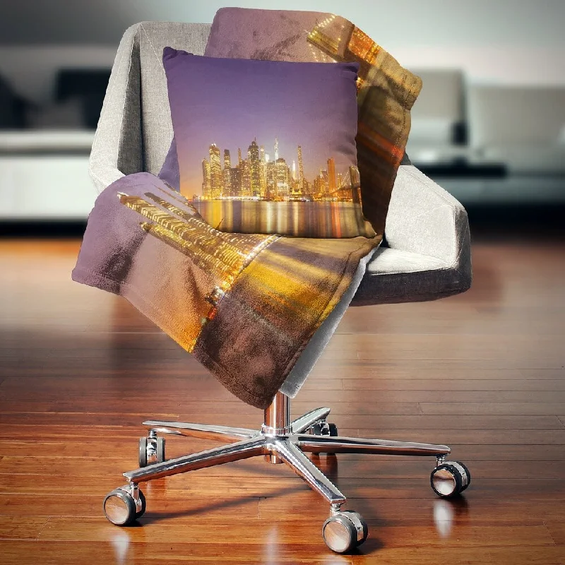 Rayon from bamboo blankets for a silky and breathable feelDesignart 'Illuminated NYC Downtown Buildings' Cityscape Throw Blanket Rayon from bamboo blankets for a silky and breathable feelDesignart 'Illuminated NYC Downtown Buildings' Cityscape Throw Blanket