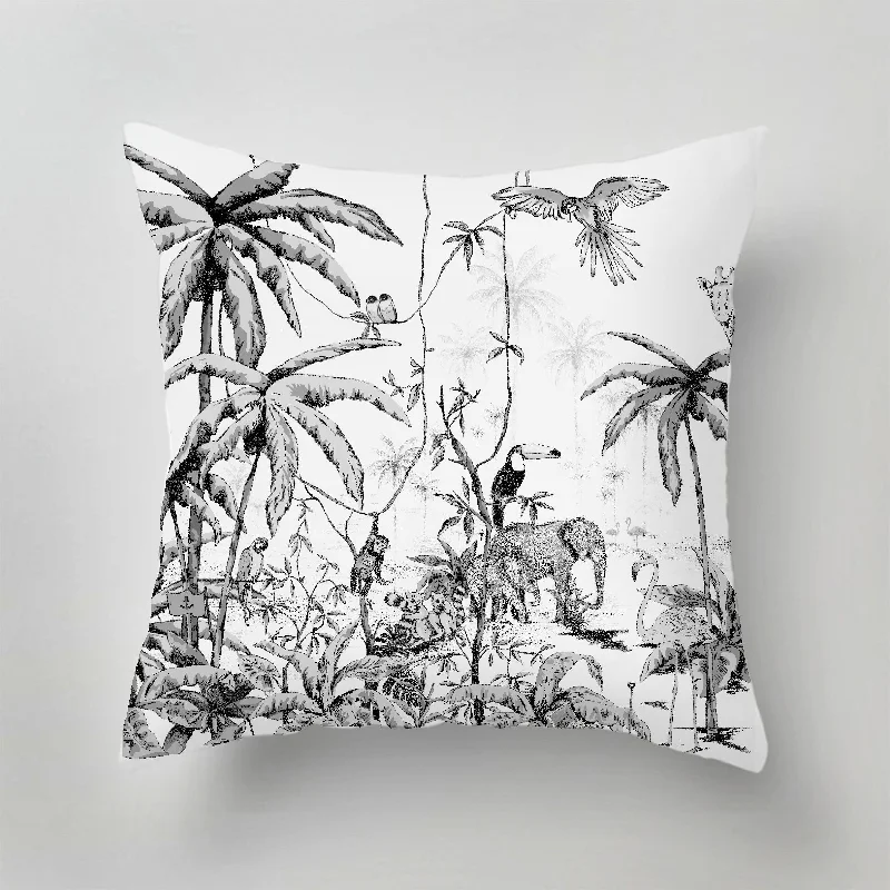Down Alternative Pillows for Ethical ChoicesBack Support Pillows for Office ChairsIndoor Pillow - JUNGLE black/white