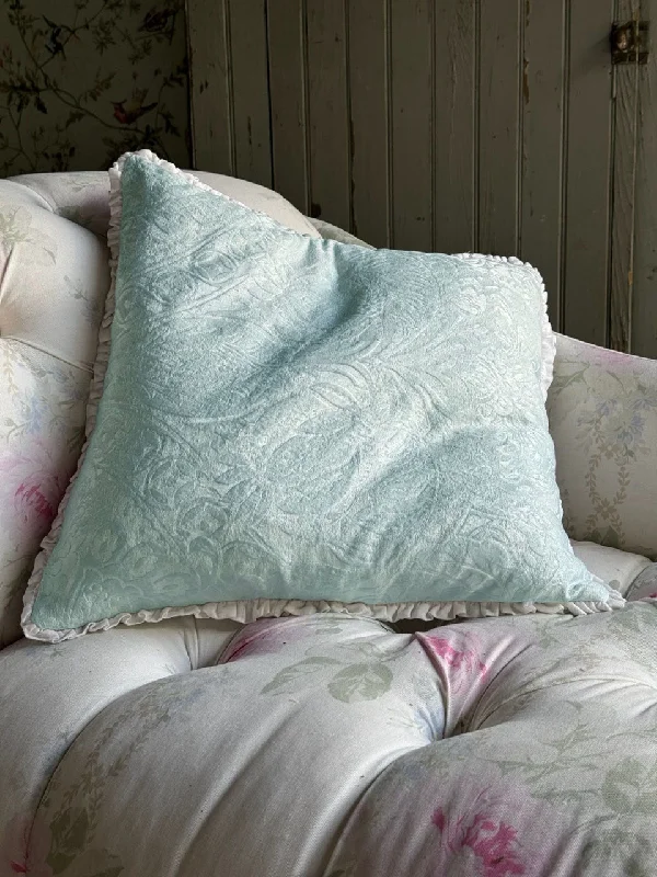 Velvet Pillows for a Touch of ElegancePlush Pillows for a Cozy BedPale Blue Damask Pillow - 18" x 18" Velvet Pillows for a Touch of ElegancePlush Pillows for a Cozy BedPale Blue Damask Pillow - 18" x 18"