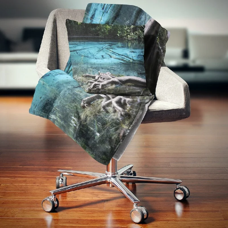 Mohair blankets with a unique sheen and softnessDesignart 'Blue Pond in Deep Forest' Landscape Photography Throw Blanket Mohair blankets with a unique sheen and softnessDesignart 'Blue Pond in Deep Forest' Landscape Photography Throw Blanket