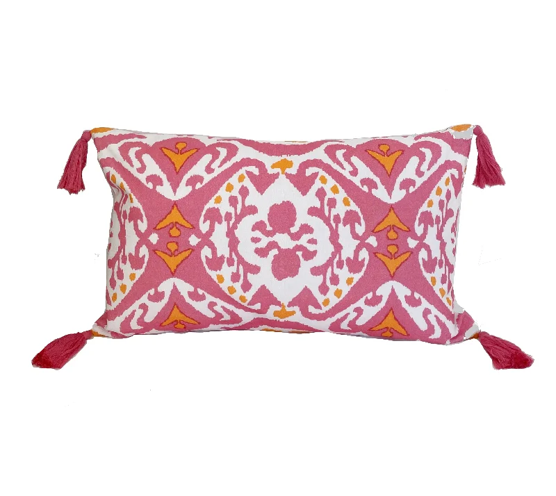 Memory Foam Pillows for Neck SupportSoft and Fluffy Pillows for Bedroom ComfortDana Gibson Ikat in Pink Pillow with Tassels Memory Foam Pillows for Neck SupportSoft and Fluffy Pillows for Bedroom ComfortDana Gibson Ikat in Pink Pillow with Tassels