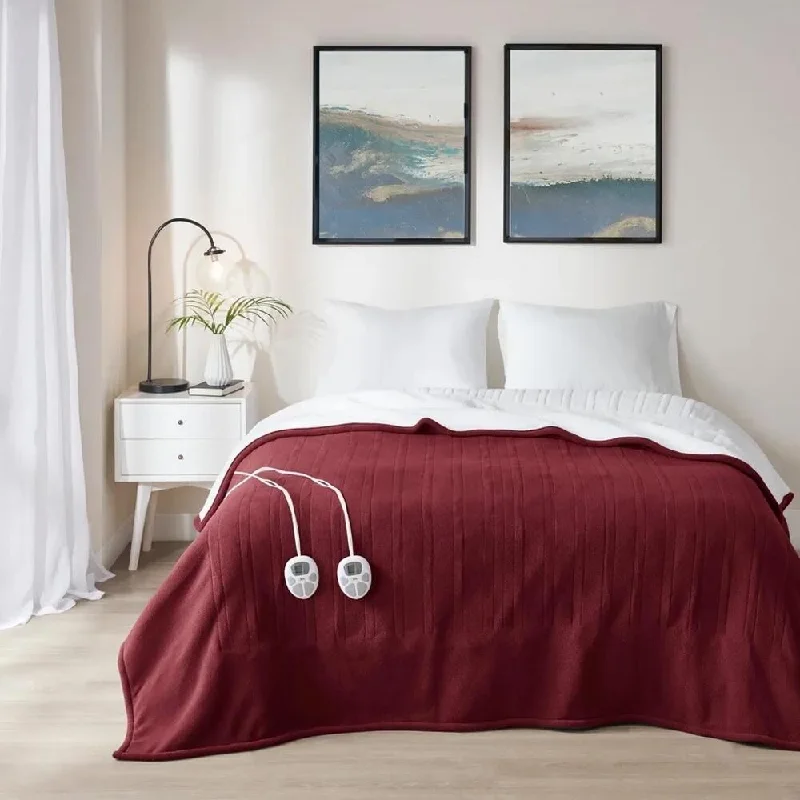 Cotton blankets for breathability and a lightweight feelQueen Solid Fleece to Sherpa Heated Blanket Burgundy Cotton blankets for breathability and a lightweight feelQueen Solid Fleece to Sherpa Heated Blanket Burgundy