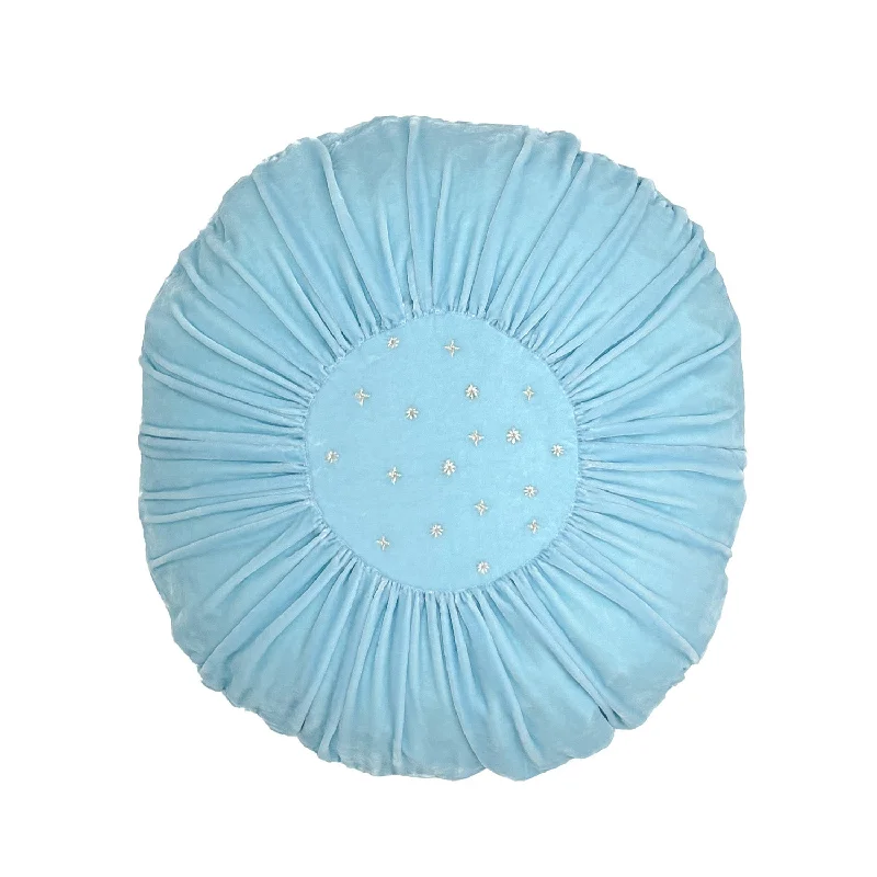 Down Alternative Pillows for Ethical ChoicesFeather Pillows for a Luxurious SleepEmbroidered Stars Blue Velvet Round Pillow Down Alternative Pillows for Ethical ChoicesFeather Pillows for a Luxurious SleepEmbroidered Stars Blue Velvet Round Pillow