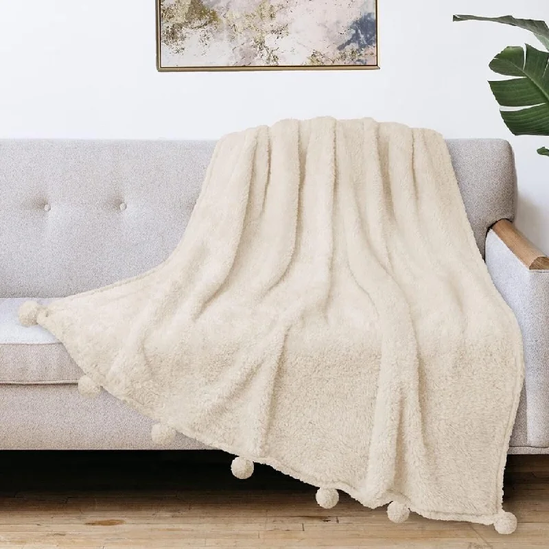 Mohair blankets with a unique sheen and softness50" x 60" Sherpa Throw Blanket with Soft Pom Pom Fringe Ivory Mohair blankets with a unique sheen and softness50" x 60" Sherpa Throw Blanket with Soft Pom Pom Fringe Ivory