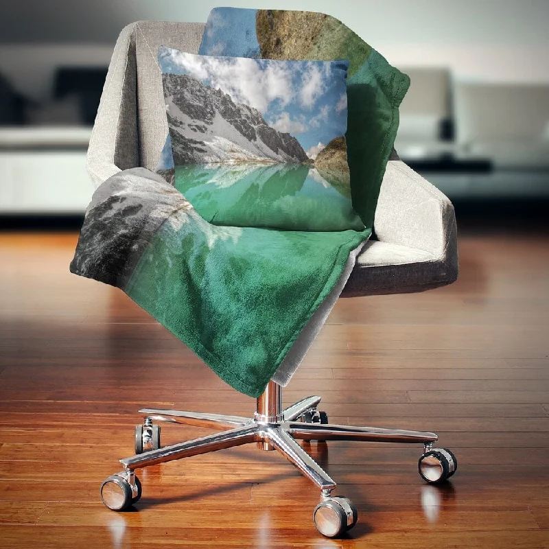 Recycled polyester blankets for an eco - conscious optionDesignart 'Clear Mountain Lake under Bright Sky' Landscape Fleece Throw Blanket Recycled polyester blankets for an eco - conscious optionDesignart 'Clear Mountain Lake under Bright Sky' Landscape Fleece Throw Blanket