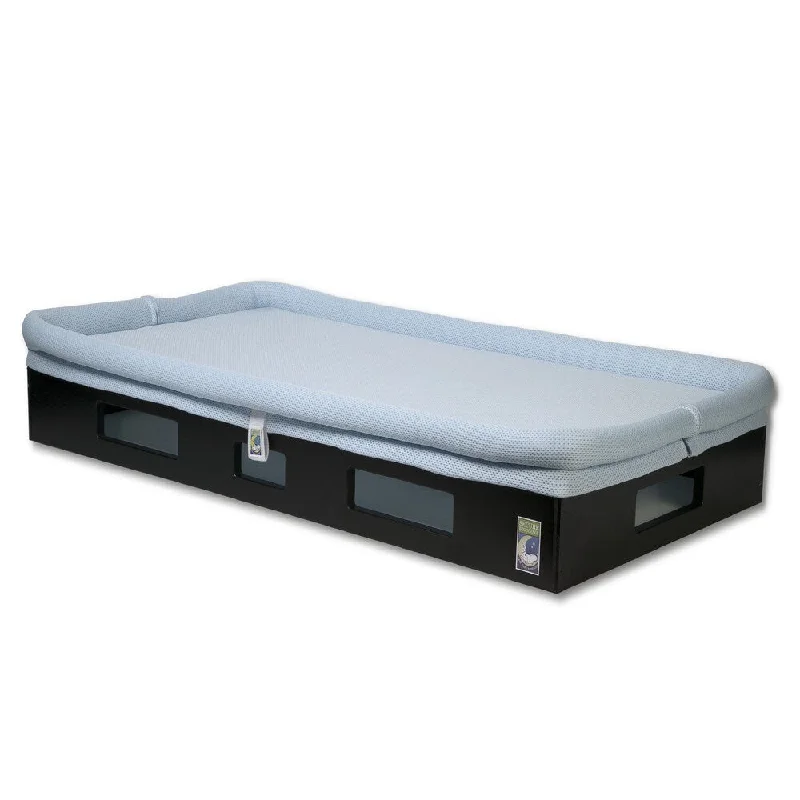 Hybrid mattresses combining foam and innerspring technologySafeSleep Breathable Light Blue Crib Mattress and Espresso Base Hybrid mattresses combining foam and innerspring technologySafeSleep Breathable Light Blue Crib Mattress and Espresso Base
