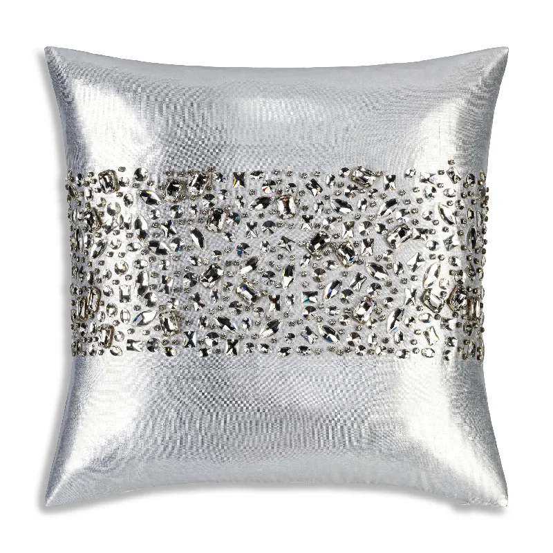 Adjustable Pillows for Customized ComfortLucy Bedazzled Crystal Silver Pillow