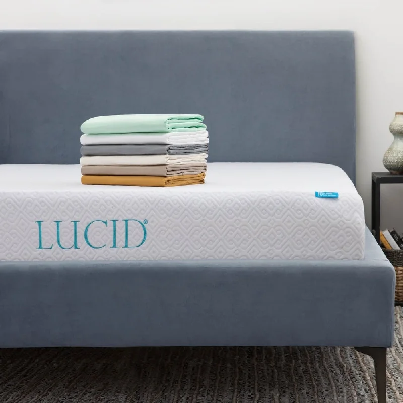 Hybrid mattresses combining foam and innerspring technologyLUCID 10-inch Queen-size Gel Memory Foam Mattress with Tencel Sheet Set Hybrid mattresses combining foam and innerspring technologyLUCID 10-inch Queen-size Gel Memory Foam Mattress with Tencel Sheet Set
