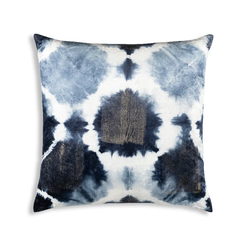 Cotton Pillows for Natural ComfortIndigo Silver Navy Base With Silver Foil Pillow