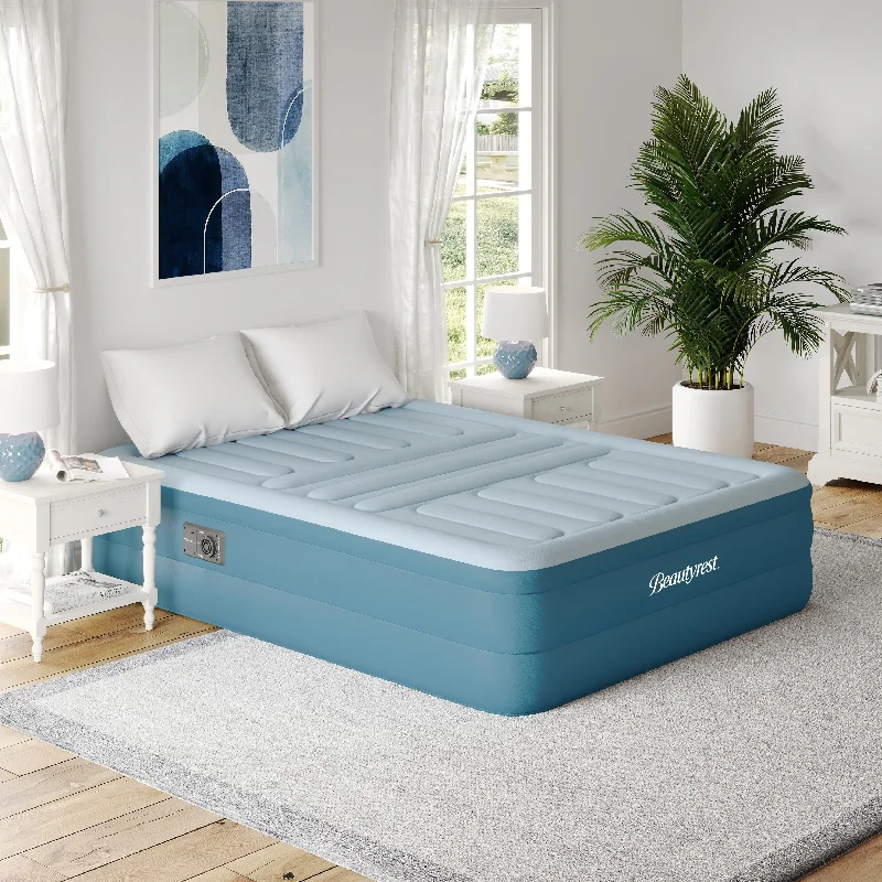 Natural latex and organic cotton blend mattressesBeautyrest Lumbar Support 18 in. Queen Air Mattress with Built-In Pump - Inflatable Bed with Raised Lumbar Support Zone Natural latex and organic cotton blend mattressesBeautyrest Lumbar Support 18 in. Queen Air Mattress with Built-In Pump - Inflatable Bed with Raised Lumbar Support Zone