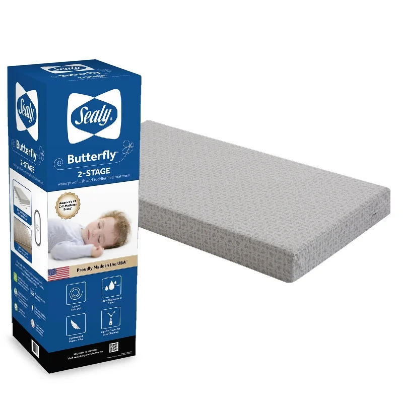 Natural latex and organic cotton blend mattressesSealy Butterfly 2-Stage Antibacterial Ultra Firm Crib and Toddler Mattress Natural latex and organic cotton blend mattressesSealy Butterfly 2-Stage Antibacterial Ultra Firm Crib and Toddler Mattress