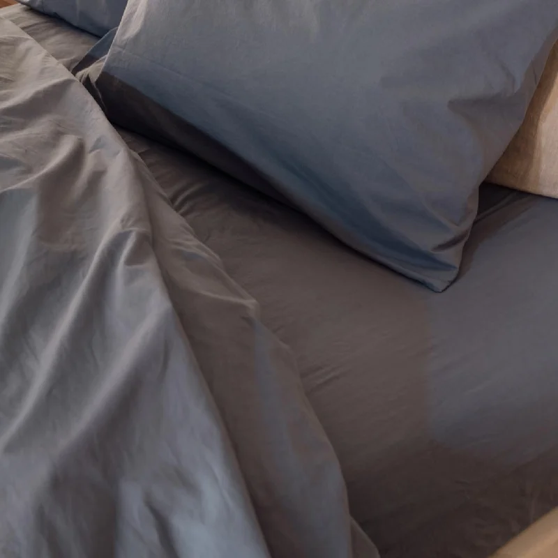 Moisture - Wicking Cotton Sheets for a Dry and Comfortable SleepCove Blue Washed Percale Cotton Fitted Sheet Moisture - Wicking Cotton Sheets for a Dry and Comfortable SleepCove Blue Washed Percale Cotton Fitted Sheet