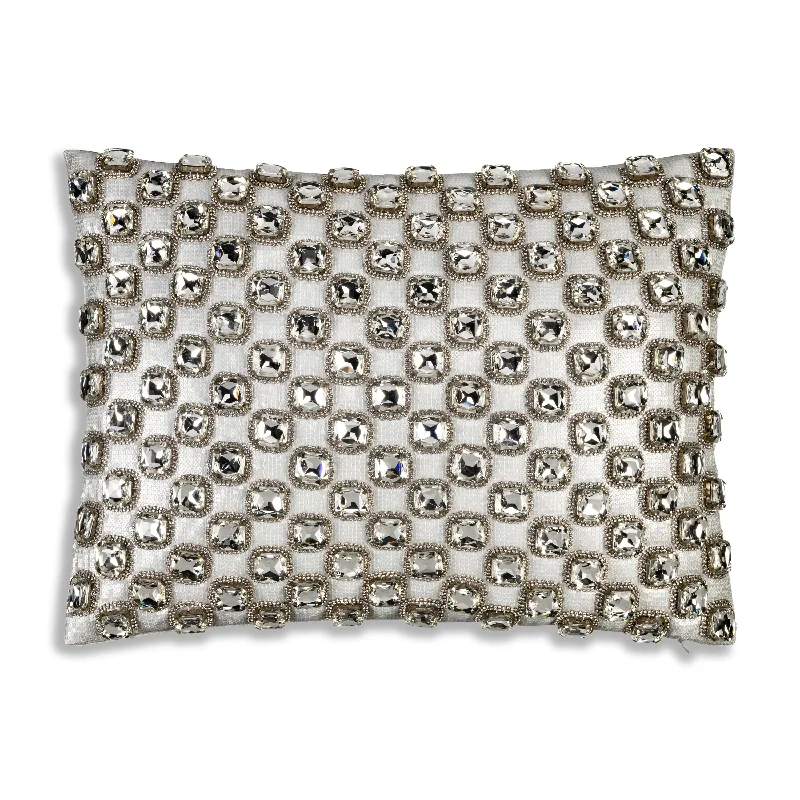 Silk Pillows for Smooth Skin and HairSophie Bedazzled Crystal Silver Lumbar Pillow