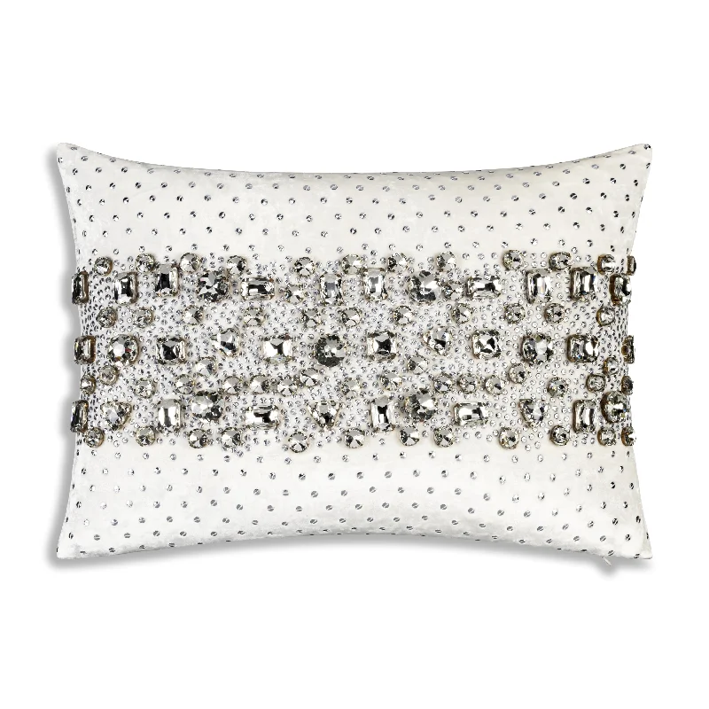 Decorative Pillows for Living Room MakeoverLola Bedazzled Crystal White Lumbar Pillow