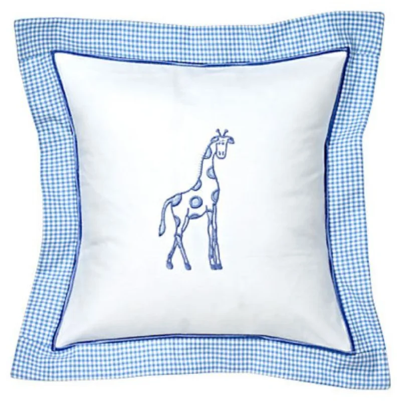 Round Pillows for Boho-Style InteriorsBaby Pillow Cover in Dot Giraffe Blue