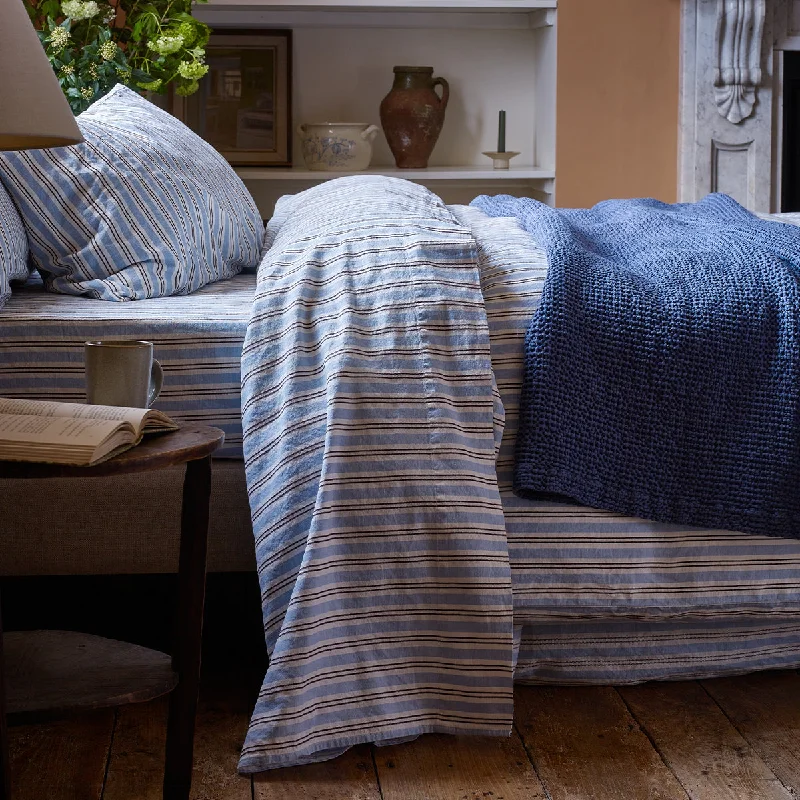 Anti - Pill Microfiber Sheets for a Smooth AppearanceBluebell Somerley Stripe Linen Blend Flat Sheet Anti - Pill Microfiber Sheets for a Smooth AppearanceBluebell Somerley Stripe Linen Blend Flat Sheet
