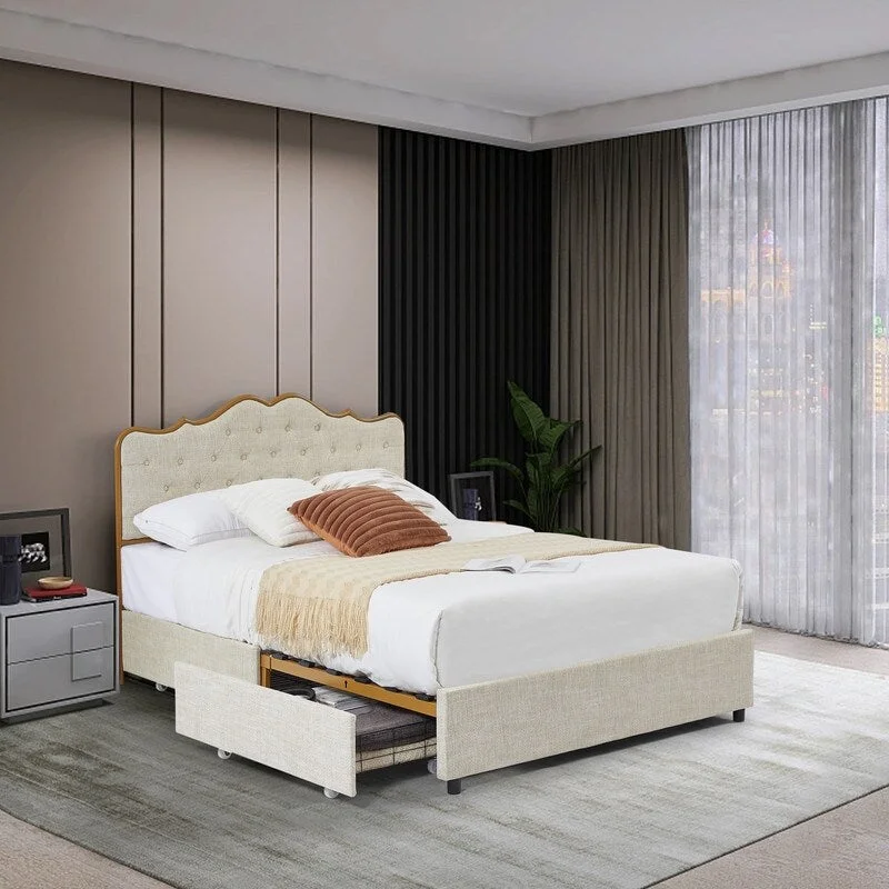 Innerspring mattresses with coil counts for support78" buckle-shaped backrest, sponge soft bag, with four storage drawers, comfortable and elegant Innerspring mattresses with coil counts for support78" buckle-shaped backrest, sponge soft bag, with four storage drawers, comfortable and elegant