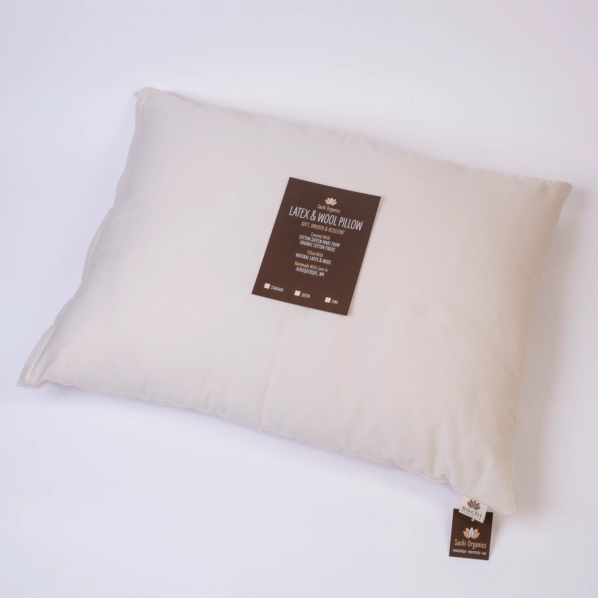 Soft and Fluffy Pillows for Bedroom ComfortSachi Organics Latex and Premium Eco-Wool Standard Pillow