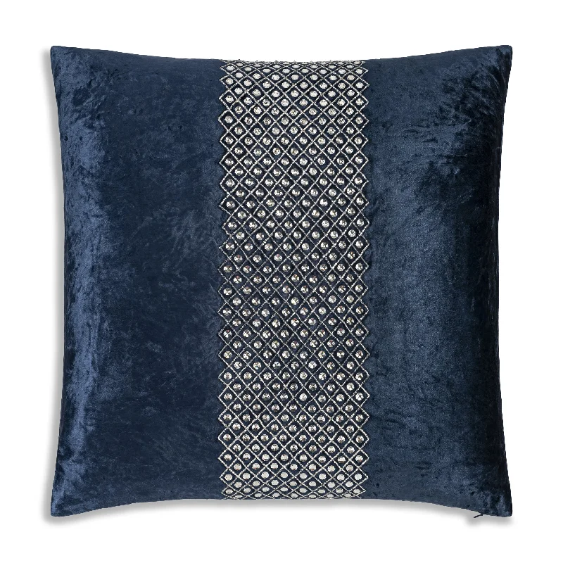 Soft and Fluffy Pillows for Bedroom ComfortJuliet Bedazzled Crystal Navy Pillow