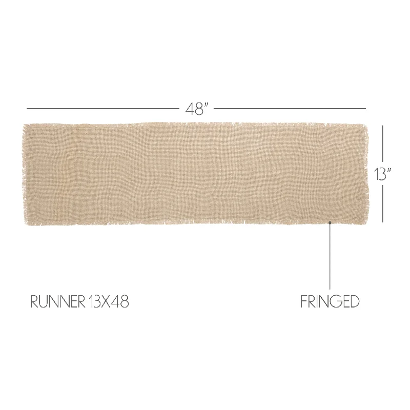 Burlap Vintage Runner Fringed 13x48