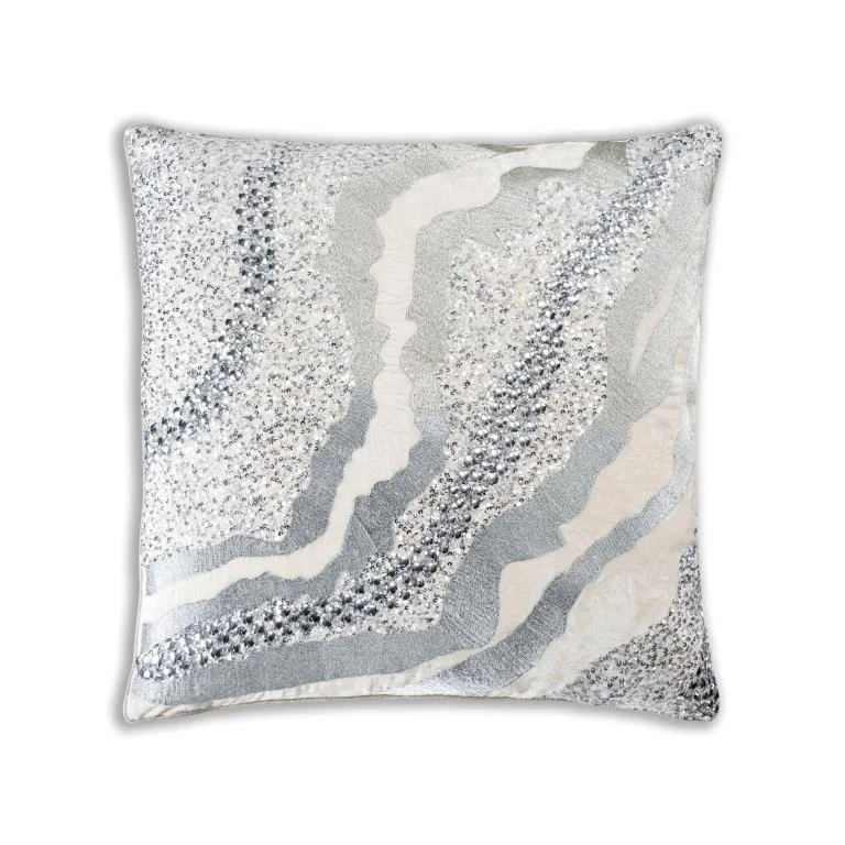 Cotton Pillows for Natural ComfortDawn Ivory Silver Velvet Pillow
