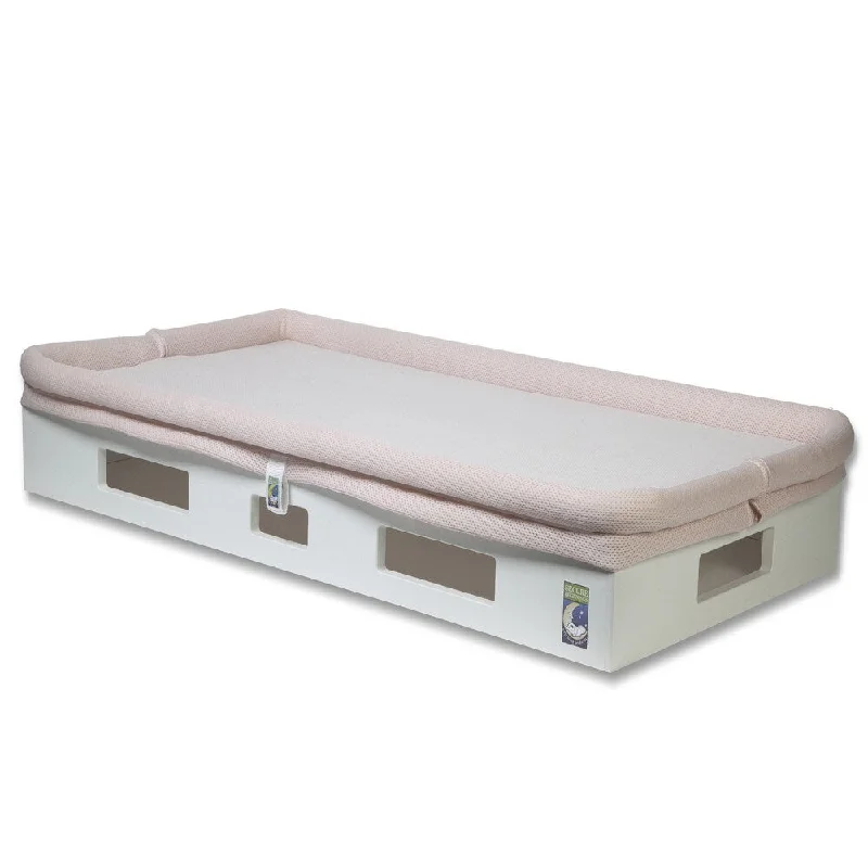 Hybrid mattresses combining foam and innerspring technologySafeSleep Breathable Pink Crib Mattress and White Base Hybrid mattresses combining foam and innerspring technologySafeSleep Breathable Pink Crib Mattress and White Base