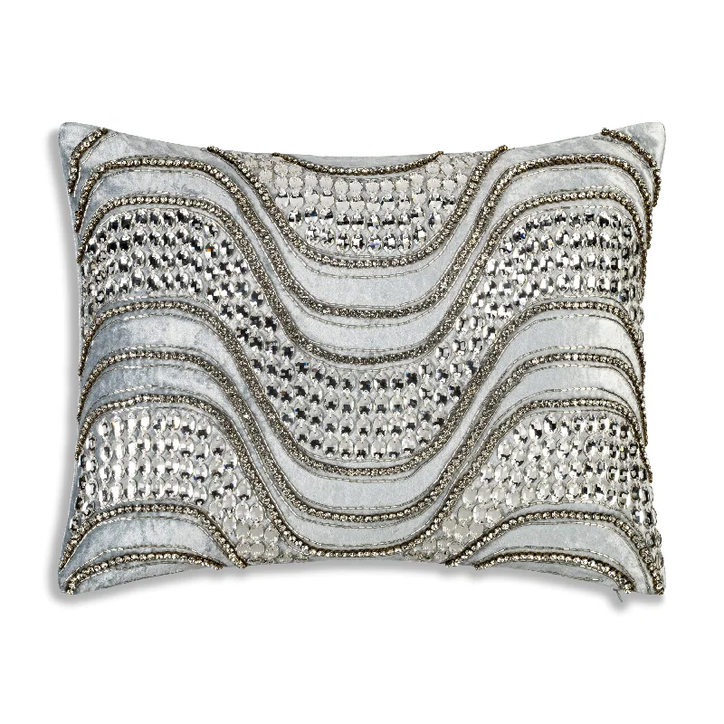 Plush Pillows for a Cozy BedNoelle Bedazzled Crystal Mist Lumbar Pillow