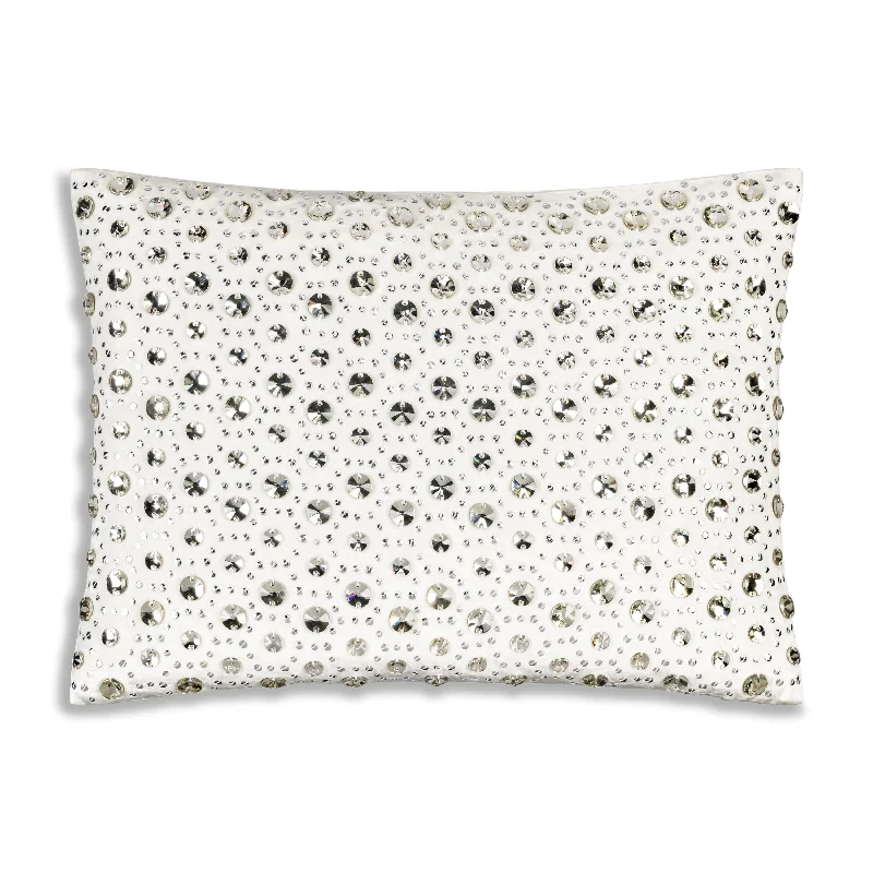 Kids Pillows with Fun DesignsViolette Bedazzled Crystal Ivory Lumbar Pillow